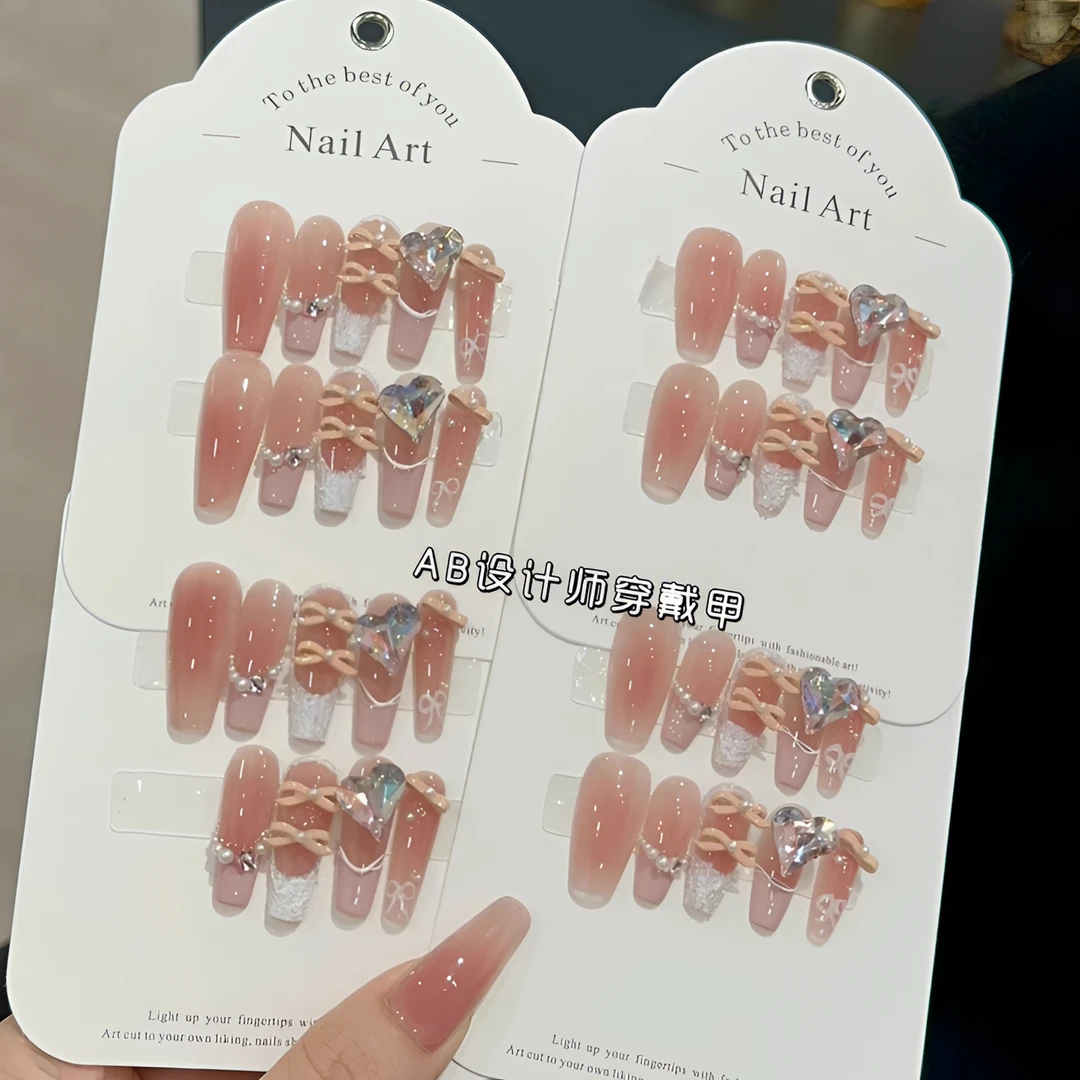 甜梦芭蕾 珍珠腮红透底蝴蝶结少女显白气质 纯手工穿戴甲