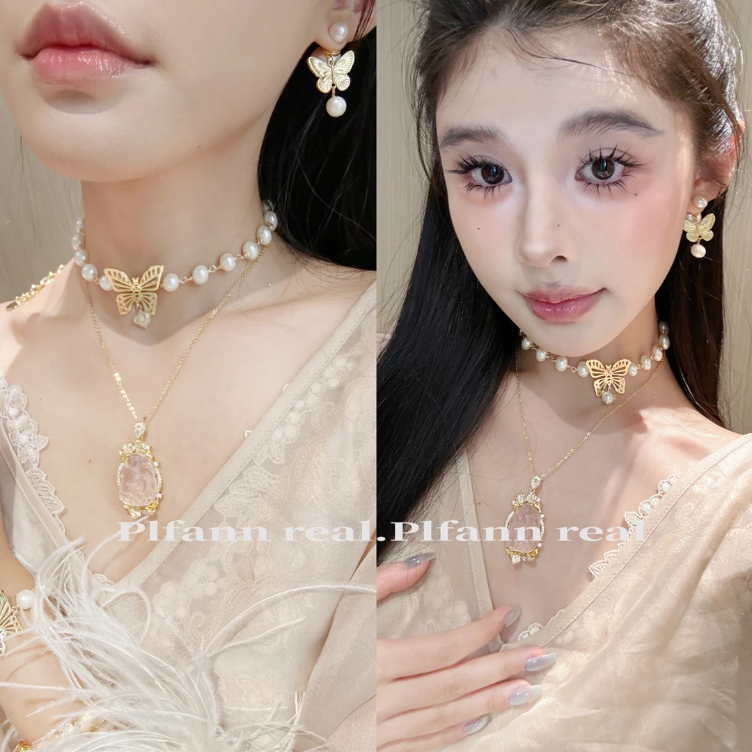 铜合金仿珍珠耳饰 珠珠蝴蝶耳环 P0606