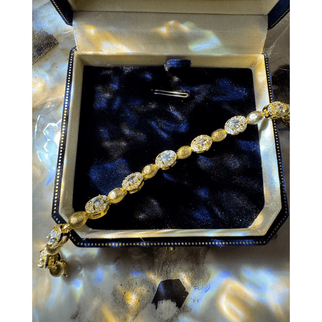 铜合金合成锆石手链 鸽子蛋镶嵌锆石手链 P0667