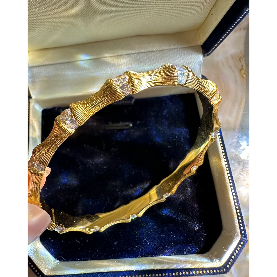 铜合金合成锆石手镯 复古古风竹节手镯 P0558