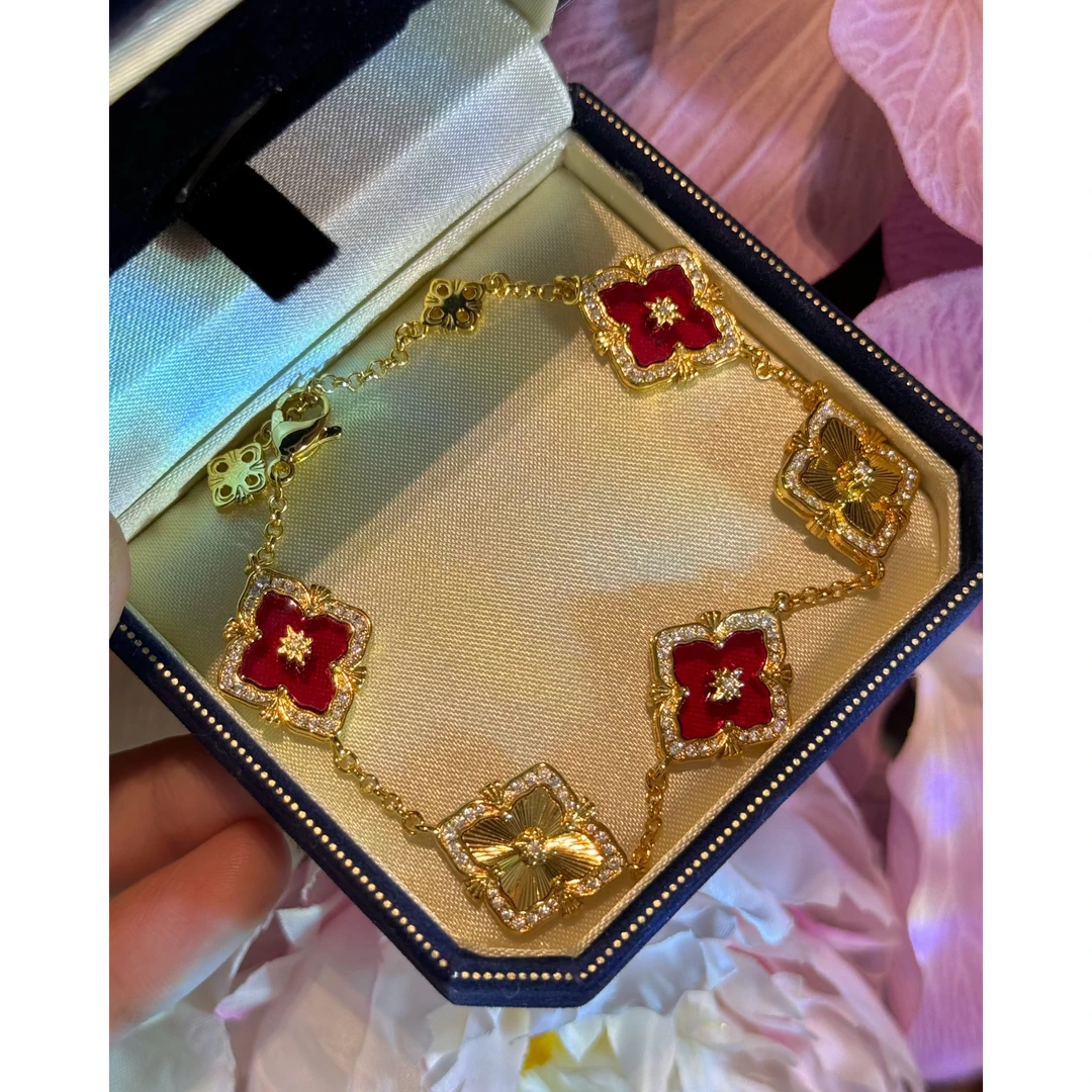 铜合金合成锆石手链 意大利拉丝工艺五花手链 P0607