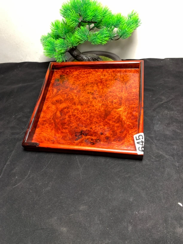 缅甸花梨瘤疤开茶盘23.5x23.5x3cm