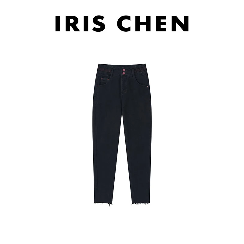 IRIS CHEN 小细腿 2024秋冬新款棉质高弹百搭加绒牛仔裤女24KZ565