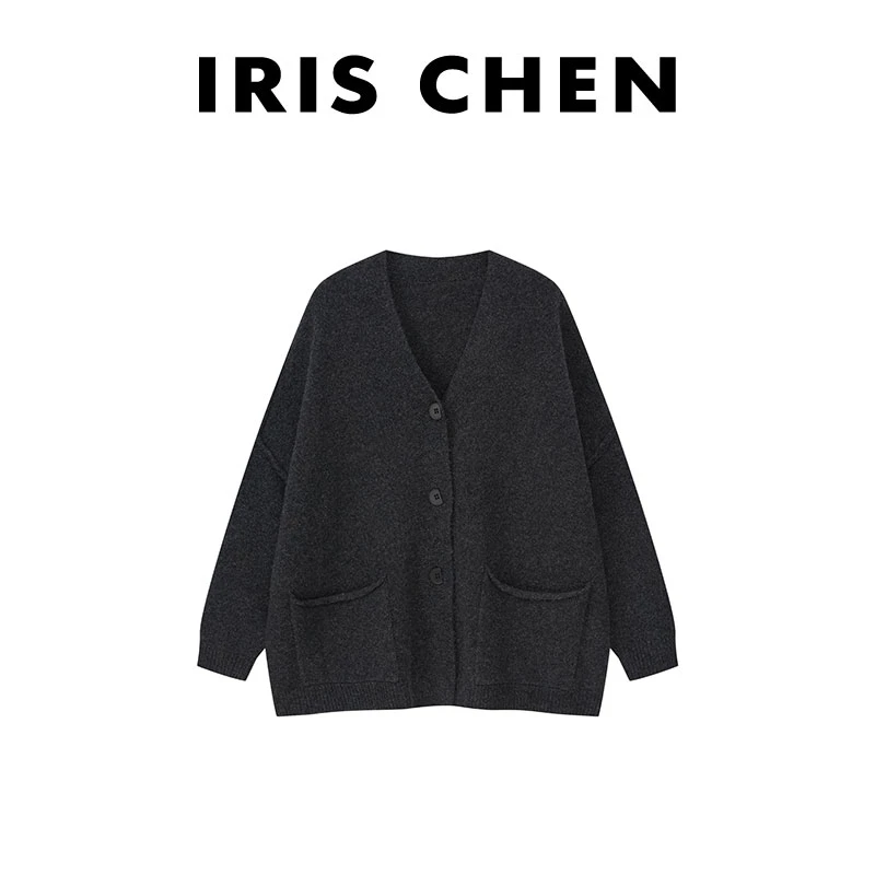 IRIS CHEN 生命力 2024秋新款100绵羊毛640g高品针织开衫24WT461