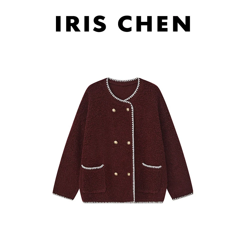 IRIS CHEN 魔法师 新款100绵羊毛840g毛呢外套女24SY473