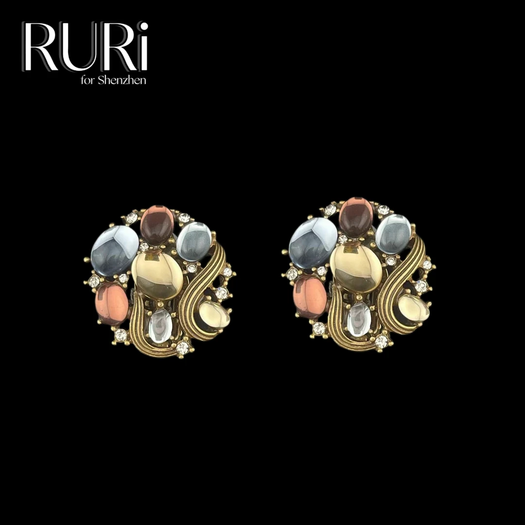 铜合金合成锆石耳饰 复古欧式海洋星辰水滴耳饰  A2028