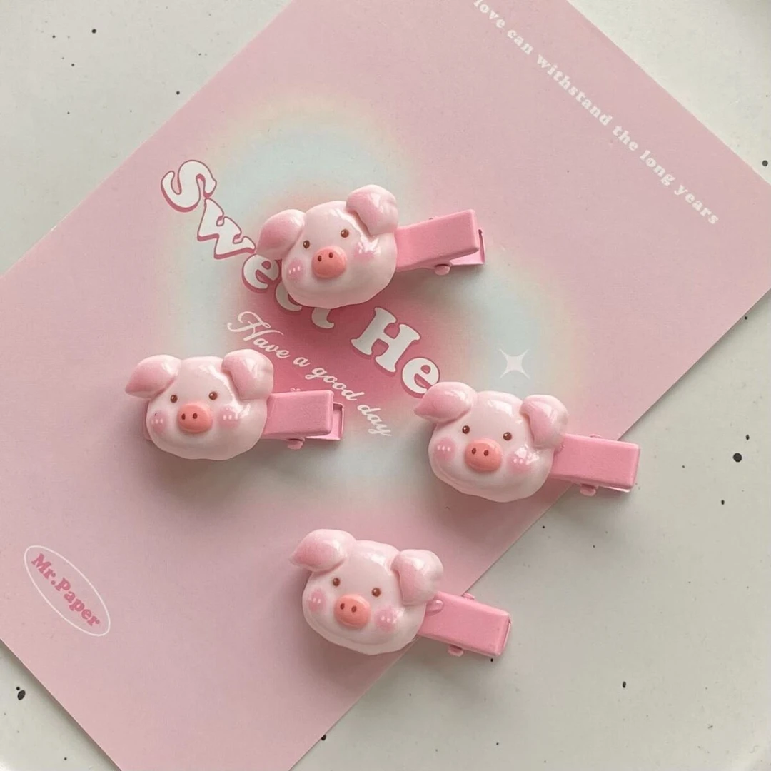 可爱粉嫩腮红小猪发夹甜美少女心鸭嘴夹流海边夹百搭可爱粉嫩腮红