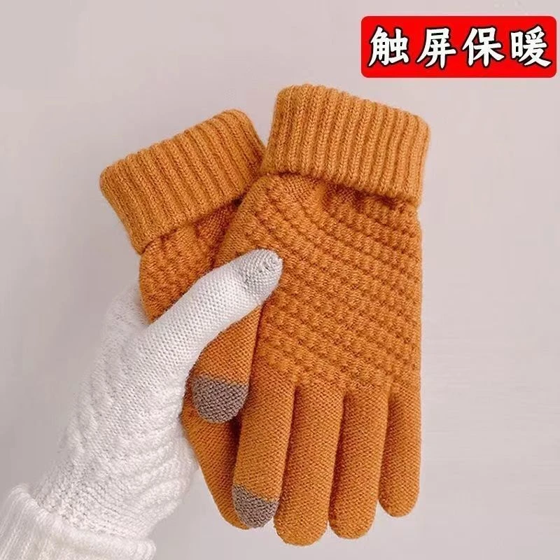 发热手套冬季可爱学生韩版可触屏加绒加厚保暖防寒五指手套骑车