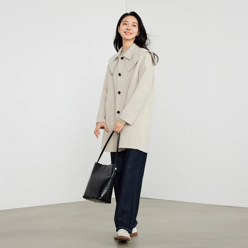 专柜同款Elva' Island双层领大衣女