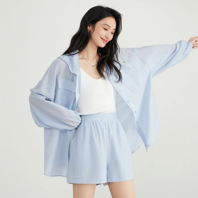 Elva’Island夏季蓝色两件套