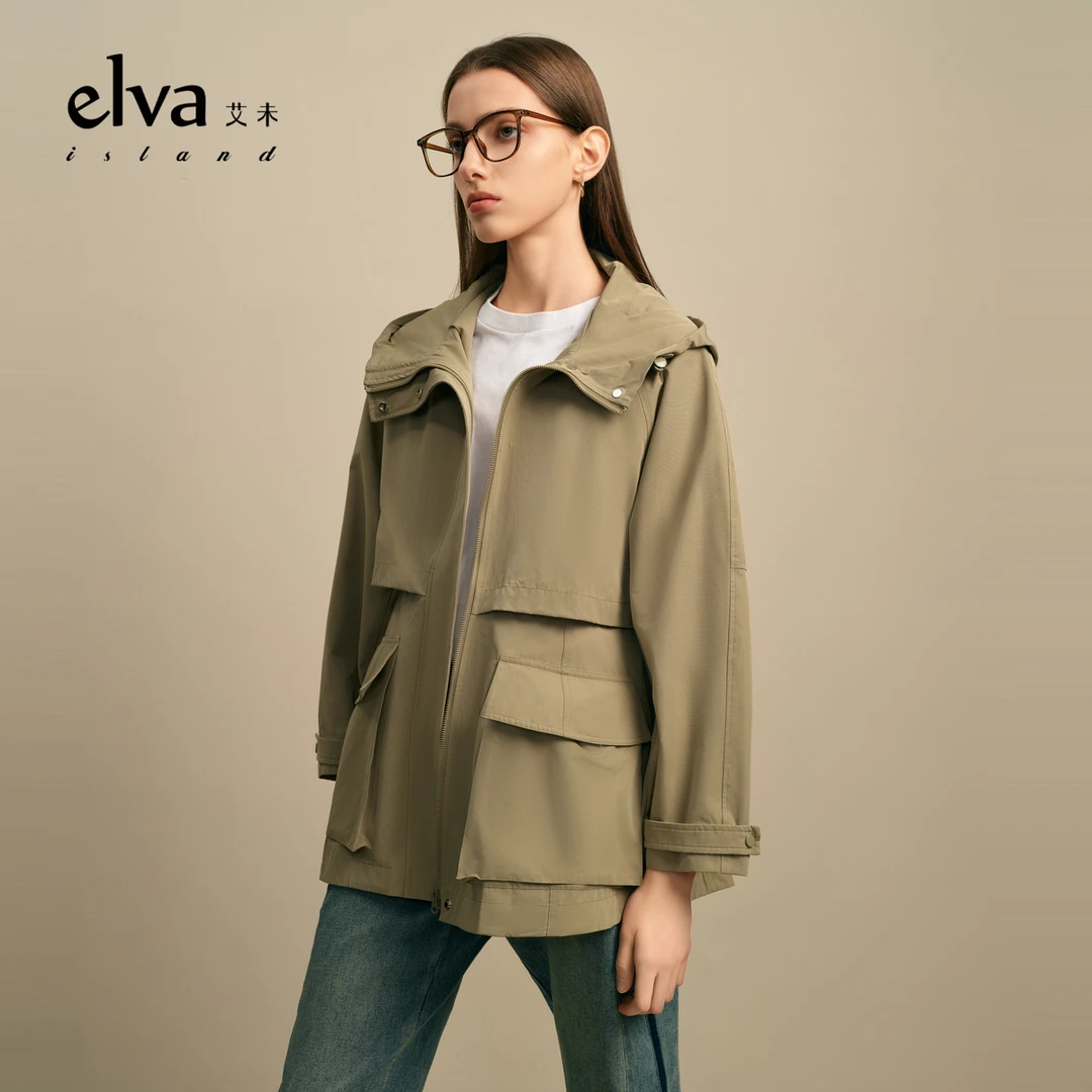 【商品】Elva'Island连帽气质工装风2024秋季新款百搭时