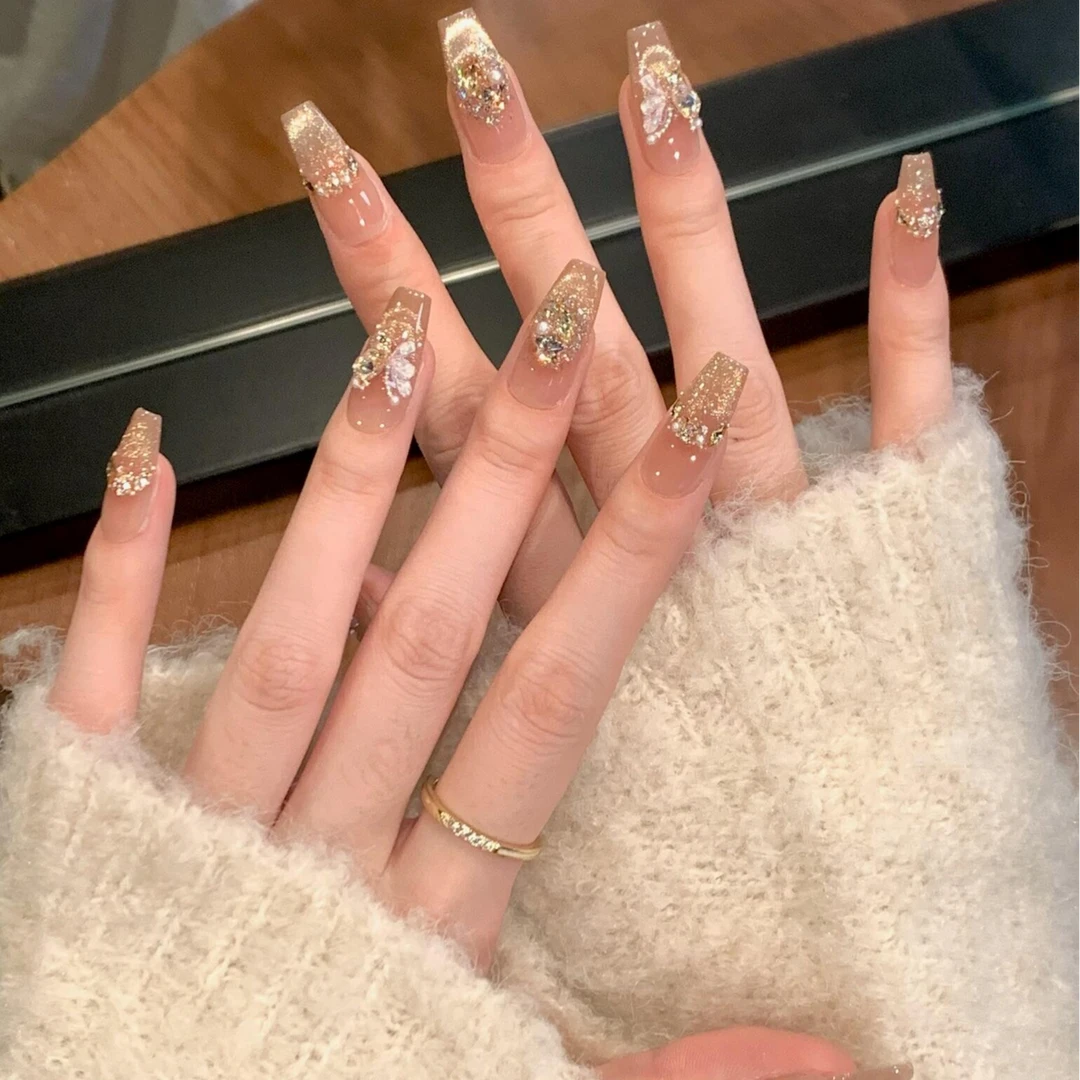 【烫金蝴蝶】新美甲穿戴甲片2025新款高级感秋冬手工穿戴甲推荐甲片