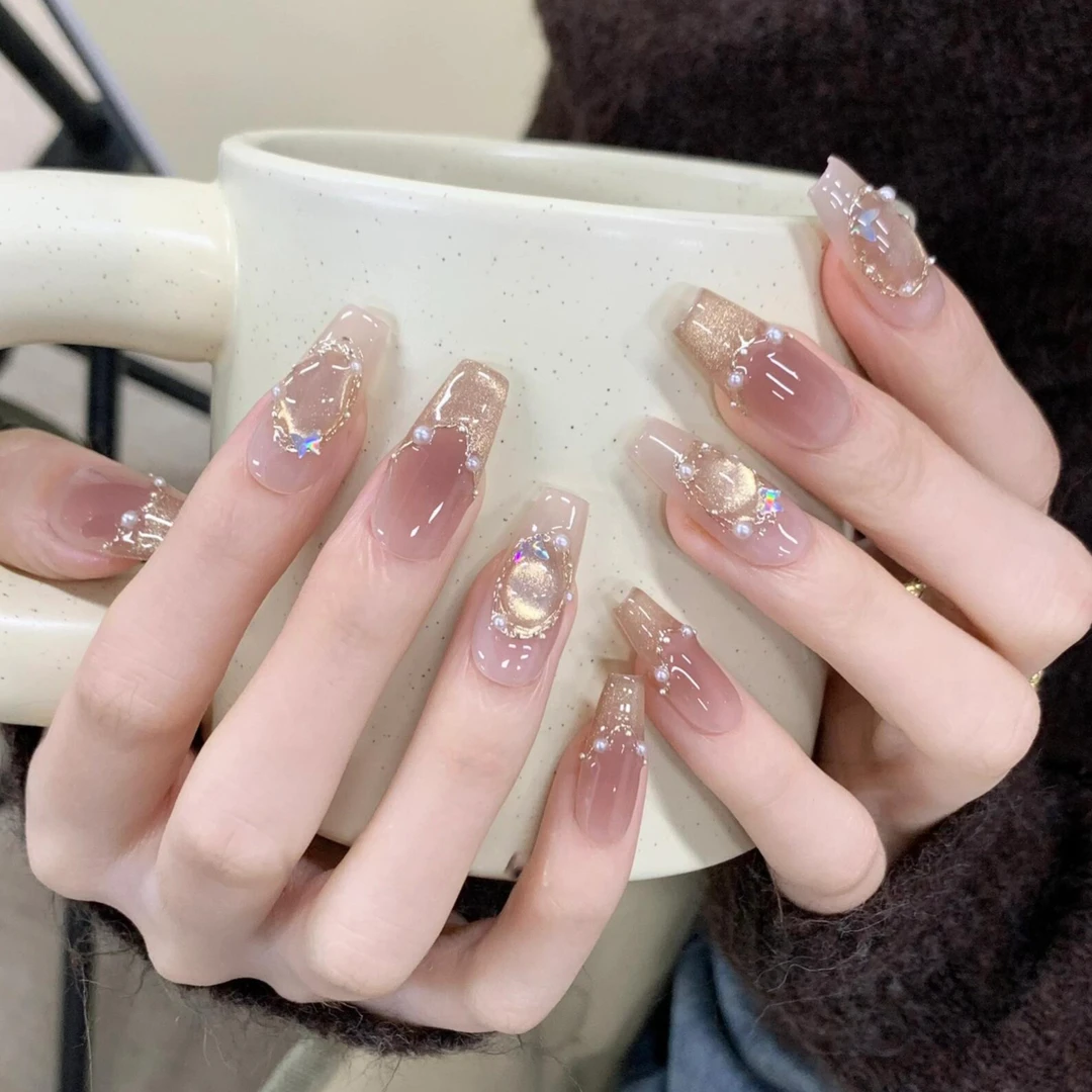 【镜花水月】新美甲穿戴甲片2025新款高级感秋冬手工穿戴甲推荐甲片