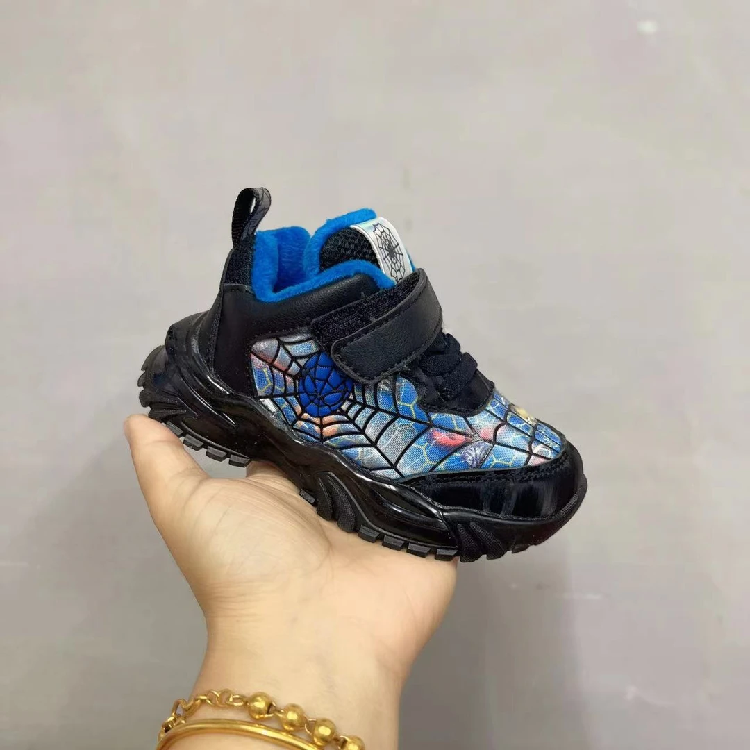 新款小童男宝加绒运动鞋魔术贴休闲鞋D79