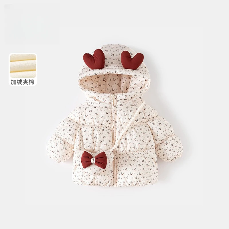 女童棉服冬装2024新款洋气儿童加绒夹棉外套冬季宝宝加厚棉衣棉袄