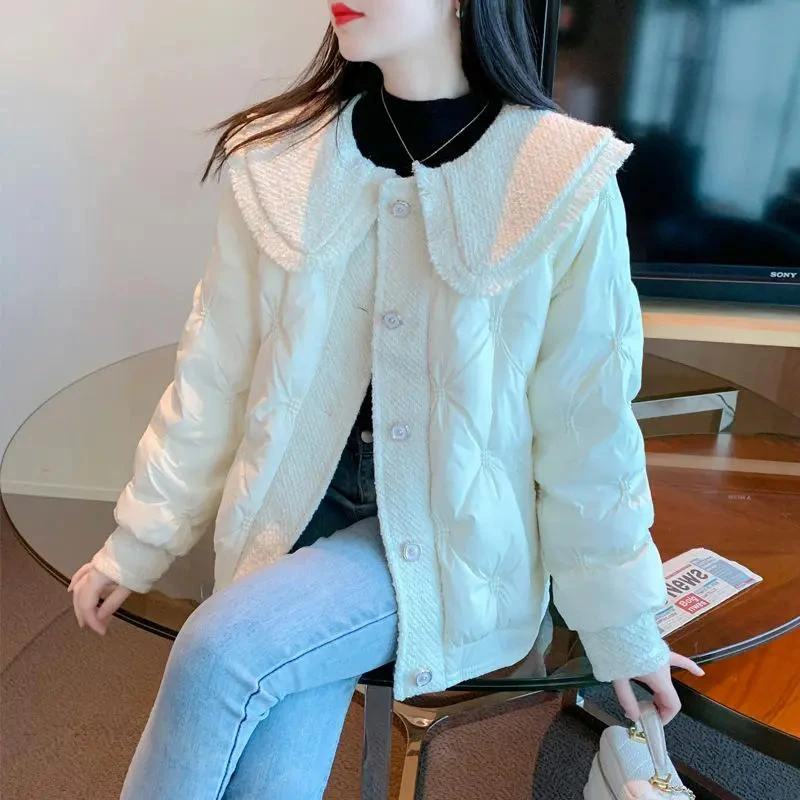 波司澄羽绒服白鸭绒小香风娃娃领羽绒服外套女2022冬季新款韩版设