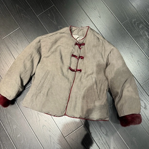 6986《丹姐推荐》百搭水貂毛毛羽绒服外套