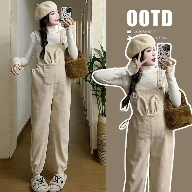 孕妇背带裤春秋装孕妇背带裤子外穿潮妈宽松显瘦裤子秋冬款孕妇裤