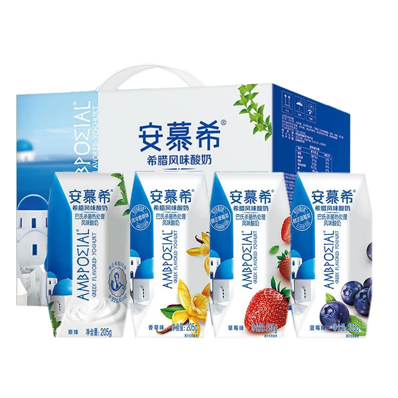 伊利安慕希常温酸奶原味205g*12盒草莓蓝莓希腊酸奶整箱