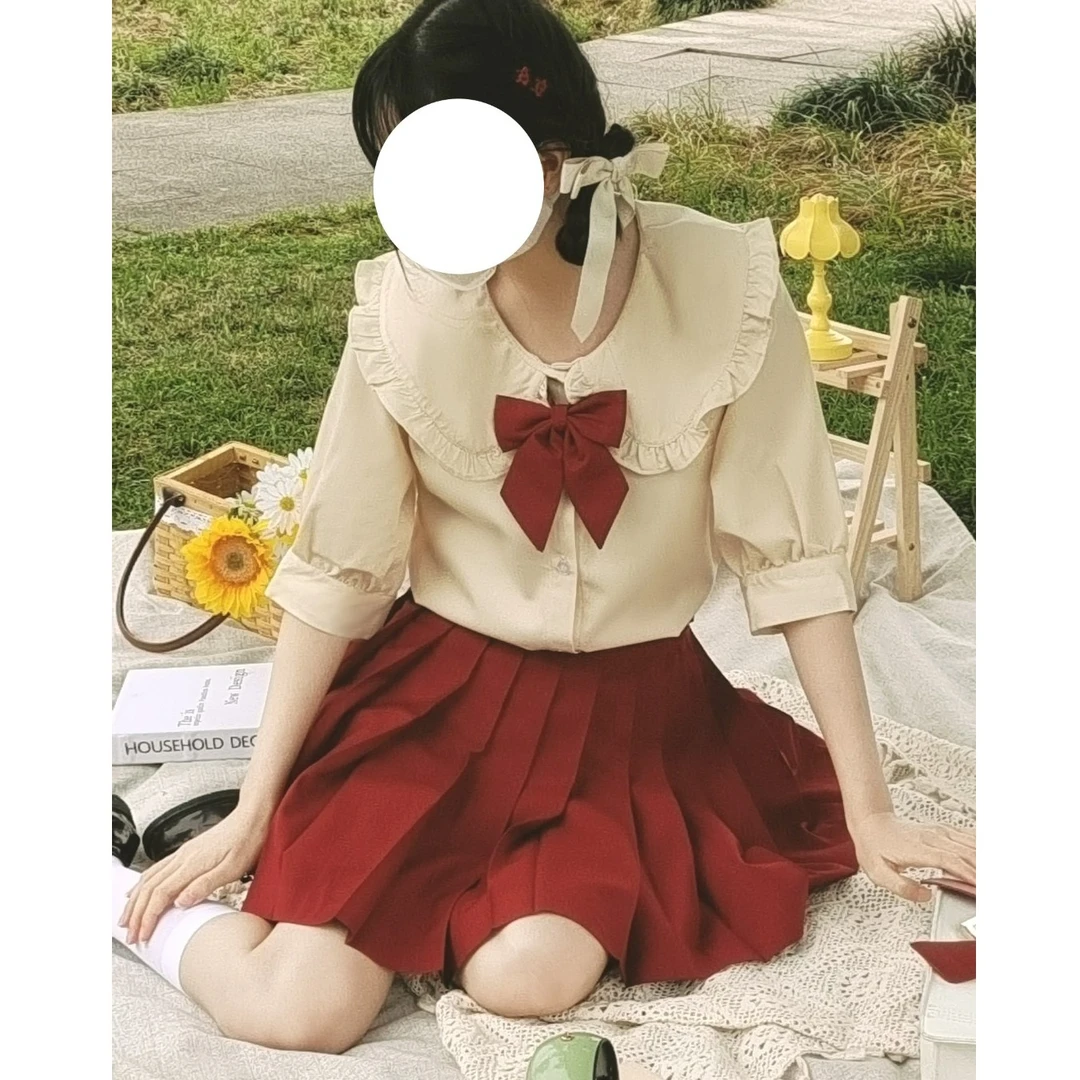 【清仓】羊腿袖JK学院风衬衫复古羊腿袖中袖JK衬衫