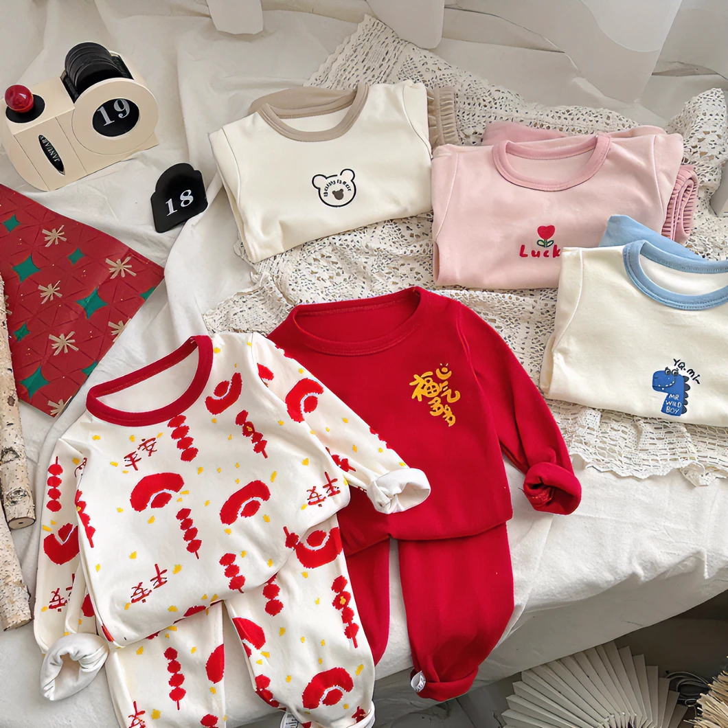 【吉祥如意】新年款拜年服儿童德绒保暖内衣家居服睡衣秋冬长袖套装