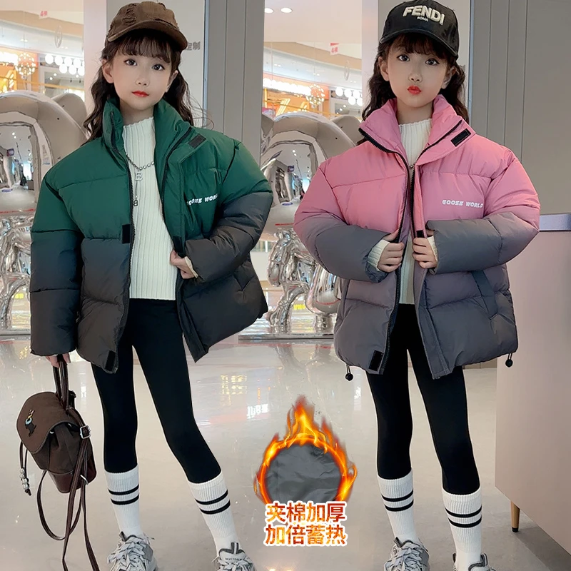 女童棉服外套2024新款大童冬装加厚保暖短款棉袄儿童冬季棉服棉衣