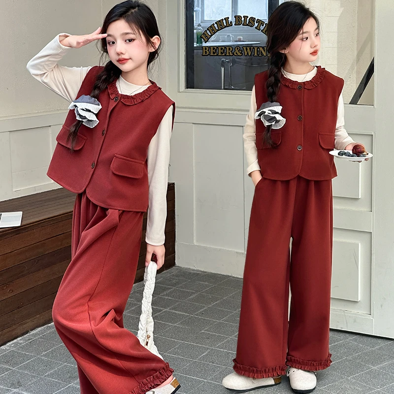 女童套装春秋款2024新款秋季休闲女孩洋气三件套时髦儿童运动秋装