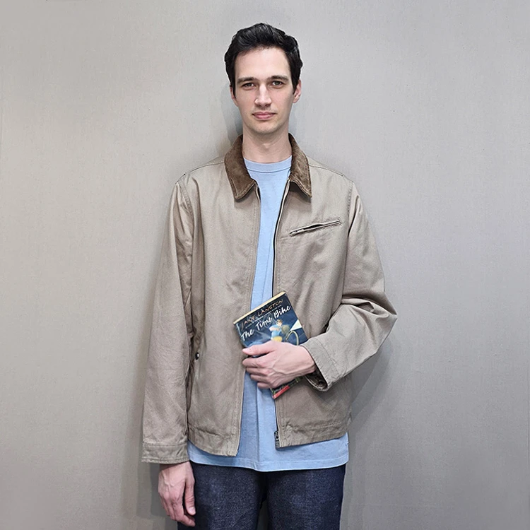 【东极格】美式复古重磅男士工装夹克翻领外套休闲3152