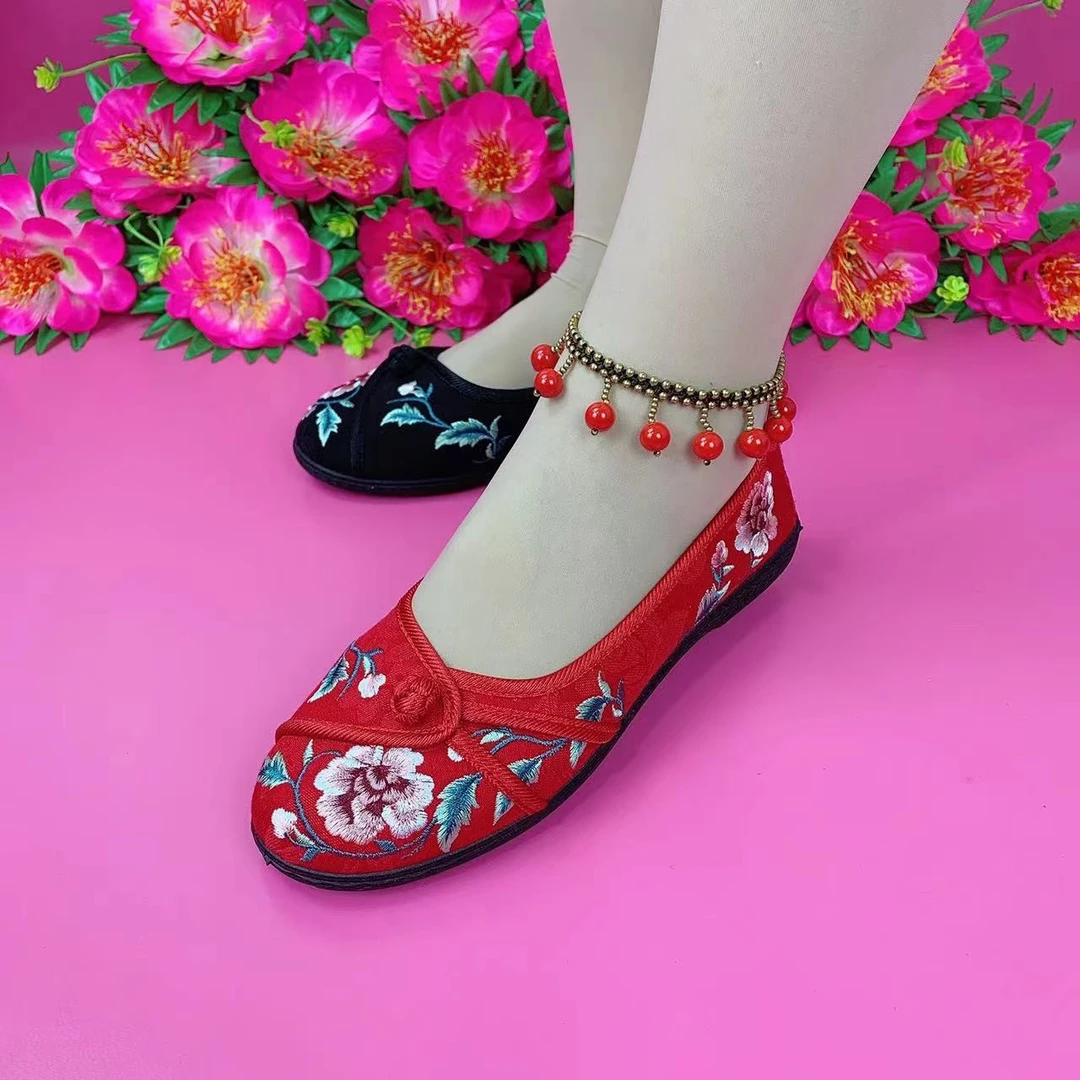 老北京软底软面绣花布鞋-123012