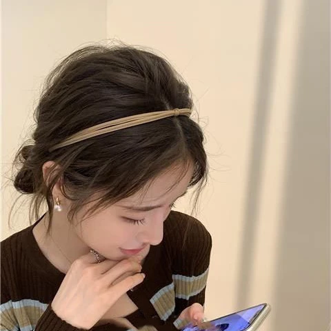 奶茶色打结超细发箍外戴夏天皮质简约发箍女防滑洗脸发卡大肠头箍