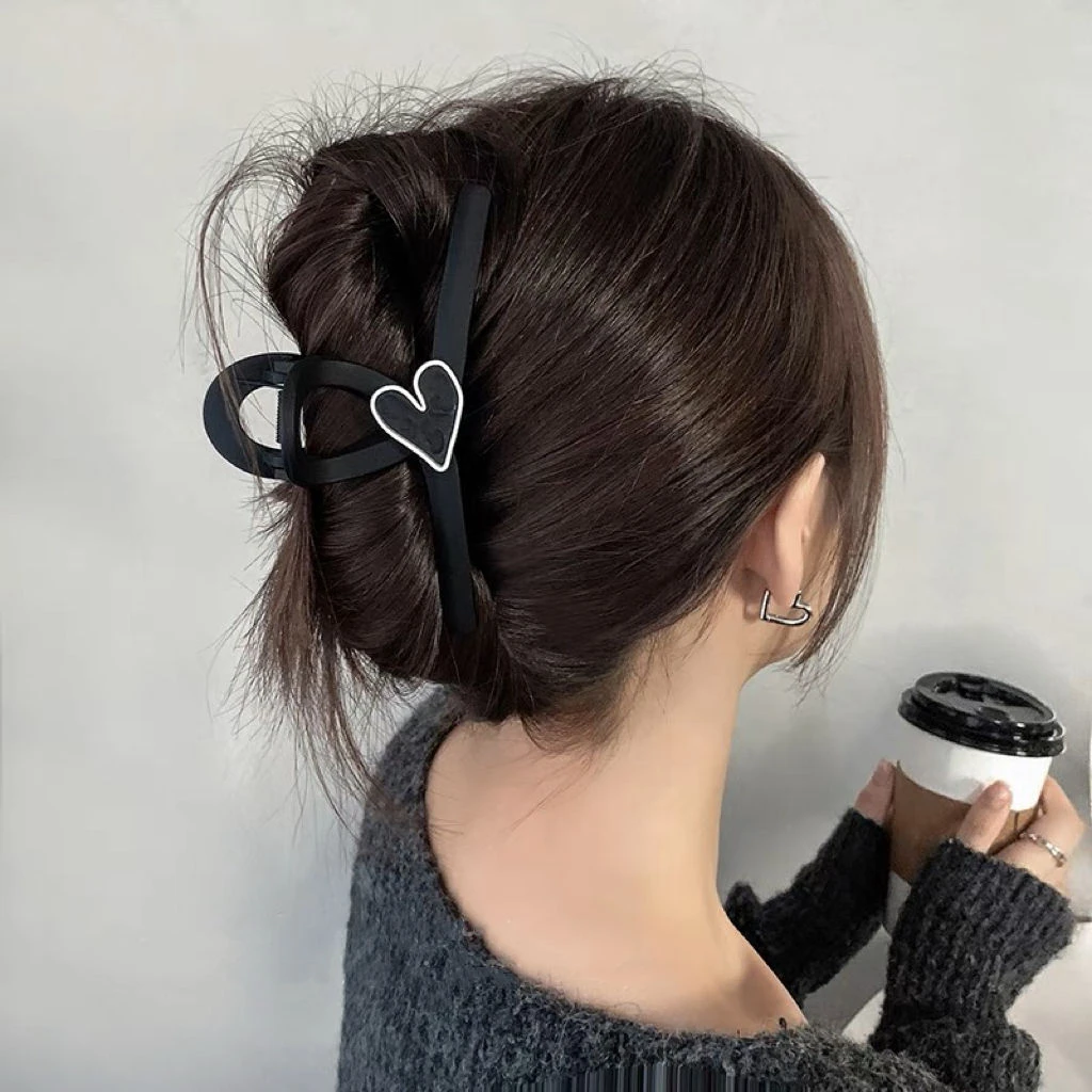 爱心发夹后脑勺大号鲨鱼夹高颜值发抓高级感抓夹女盘抓发夹子头饰