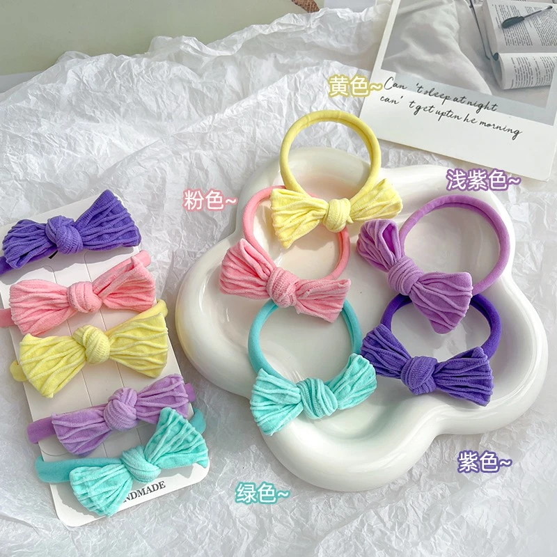 早春甜美简约蝴蝶结加厚高弹力高马尾毛巾圈皮筋日常不伤发头绳
