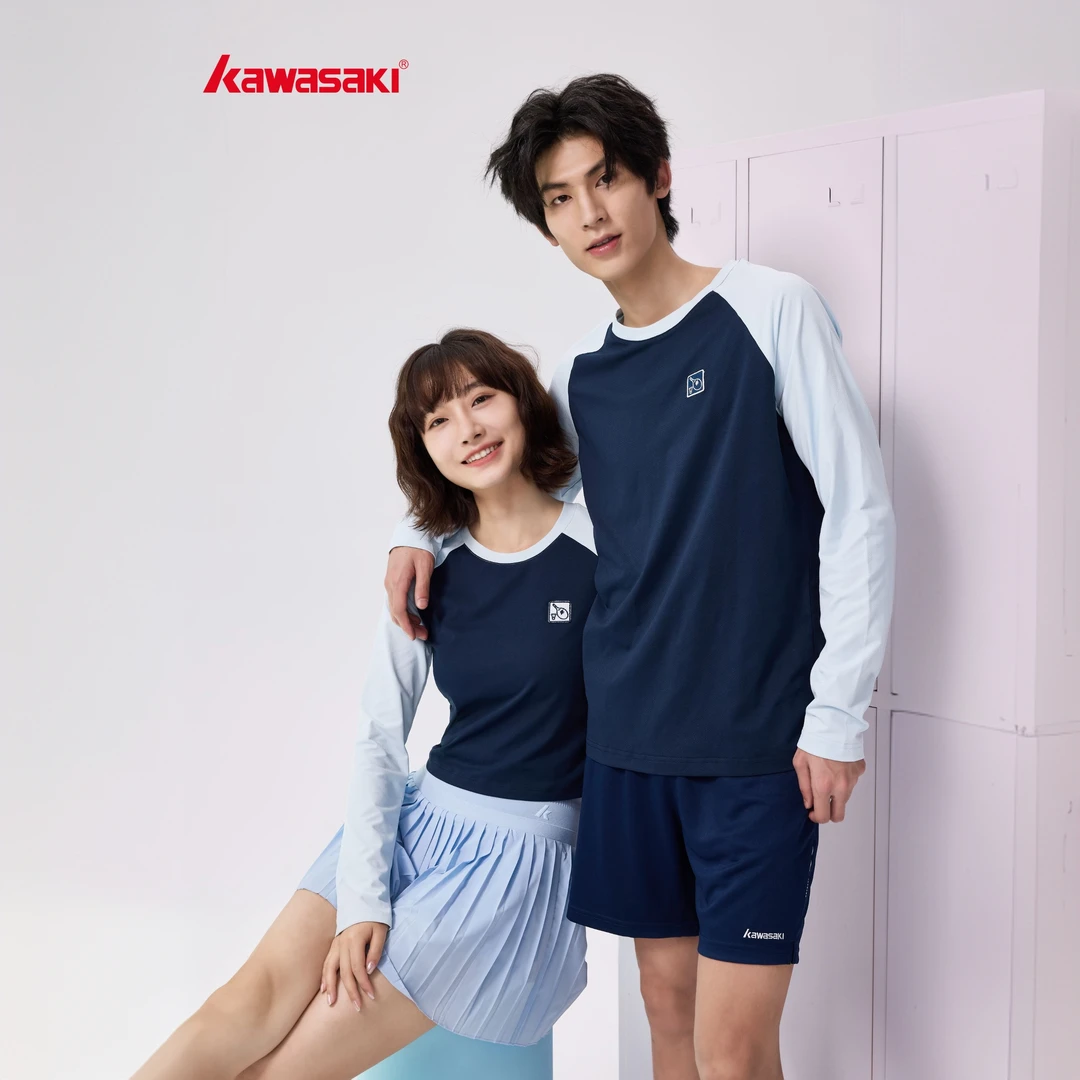 kawasaki/川崎圆领长袖运动衫 B2450 情侣吸汗时尚休闲秋冬宽松