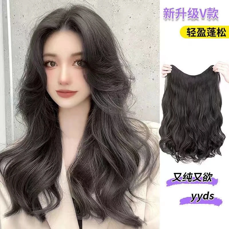 2025手织包边53-73真发直发一片式假发.真发发片永久免费重做卷度