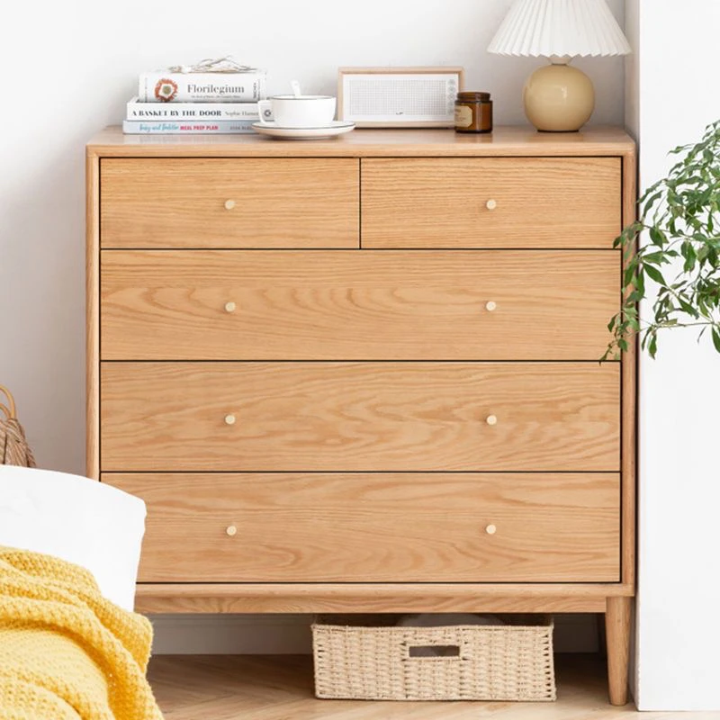 全实木斗柜北欧五斗柜橡木收纳柜子现代简约储物柜原木五斗柜客厅