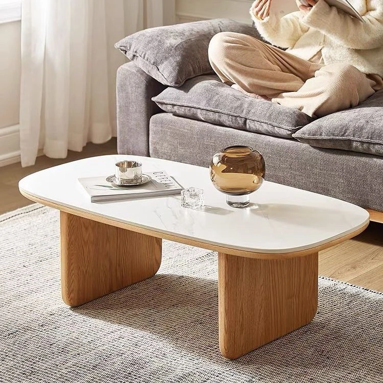 实木组合茶几岩板茶桌现代简约小户型客厅家用橡木茶台