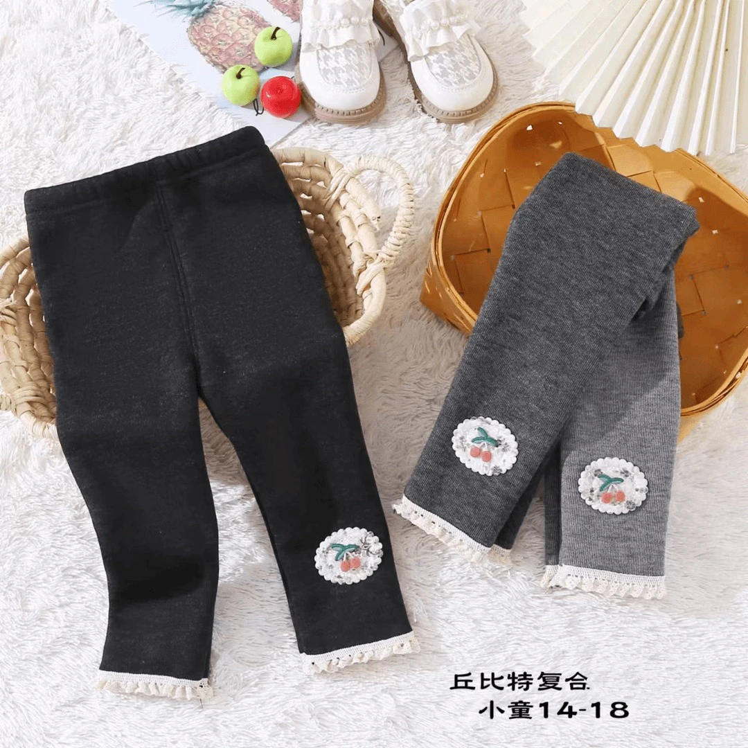 樱桃薄绒加绒一体绒打底裤女童裤子