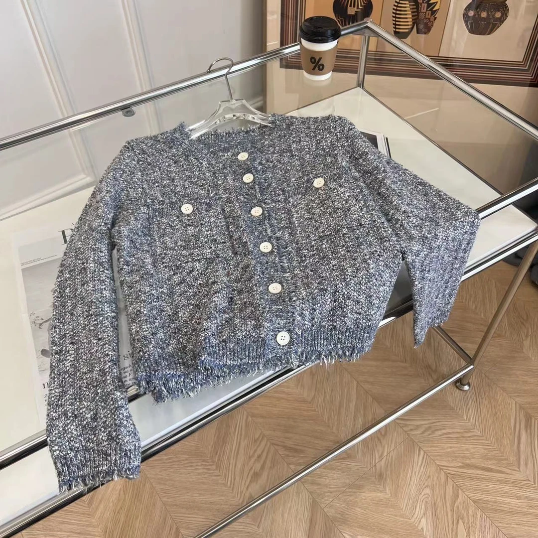 粉丝浮力小众设计师新品法式小香风粗花呢羊毛针织开衫外套