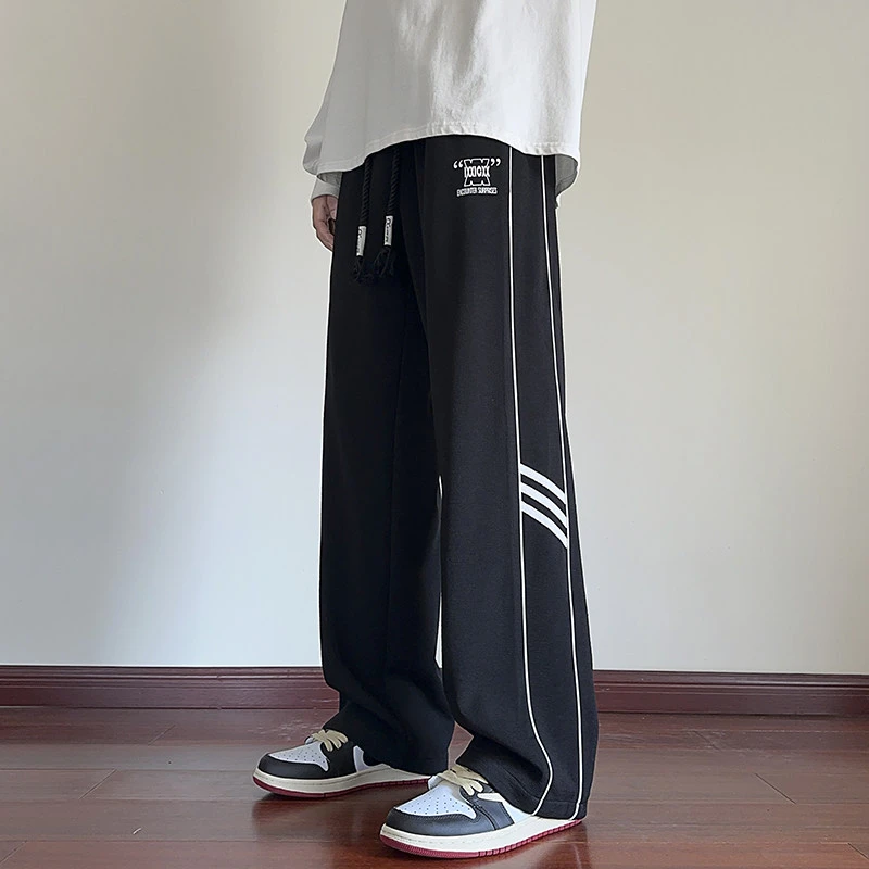竖条纹工装裤男秋季潮牌痞帅机能户外冲锋长裤宽松阔腿休闲裤