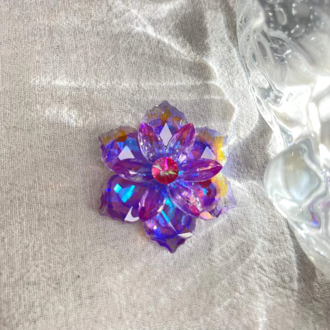 涵筱施华枫叶透色水晶气质发圈发饰手工小众精致头饰可做鸭夹胸针