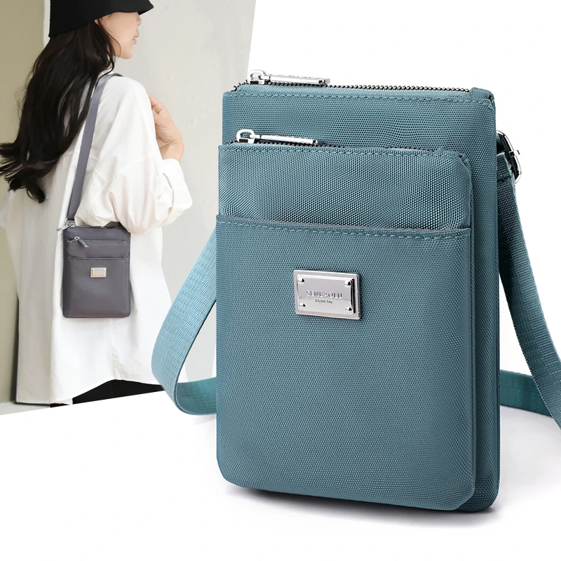 休闲小包包手机包单肩肩包竖款时尚百搭简约防水挂脖便携牛津布包