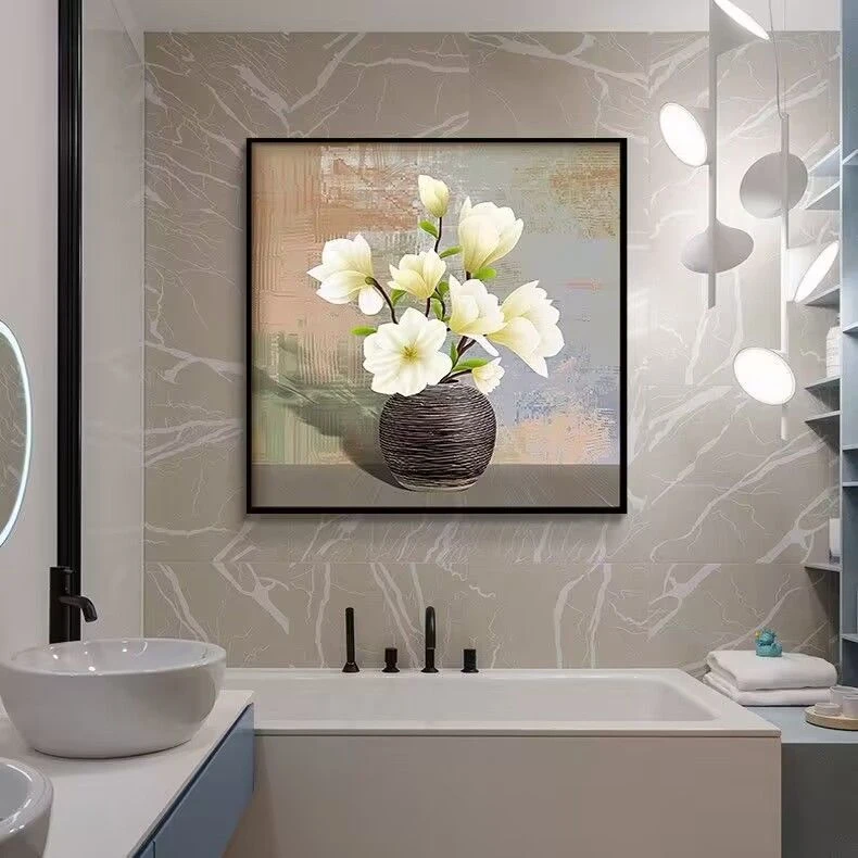 北欧装饰画防水现代简约实木立体免打孔厕所浴室背景墙挂画装饰画