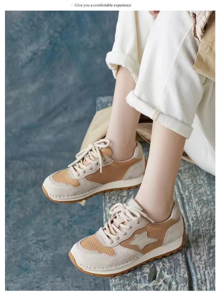 夏季新款真皮阿甘女鞋软底软面百搭透气网面韩版潮流时尚S12-5