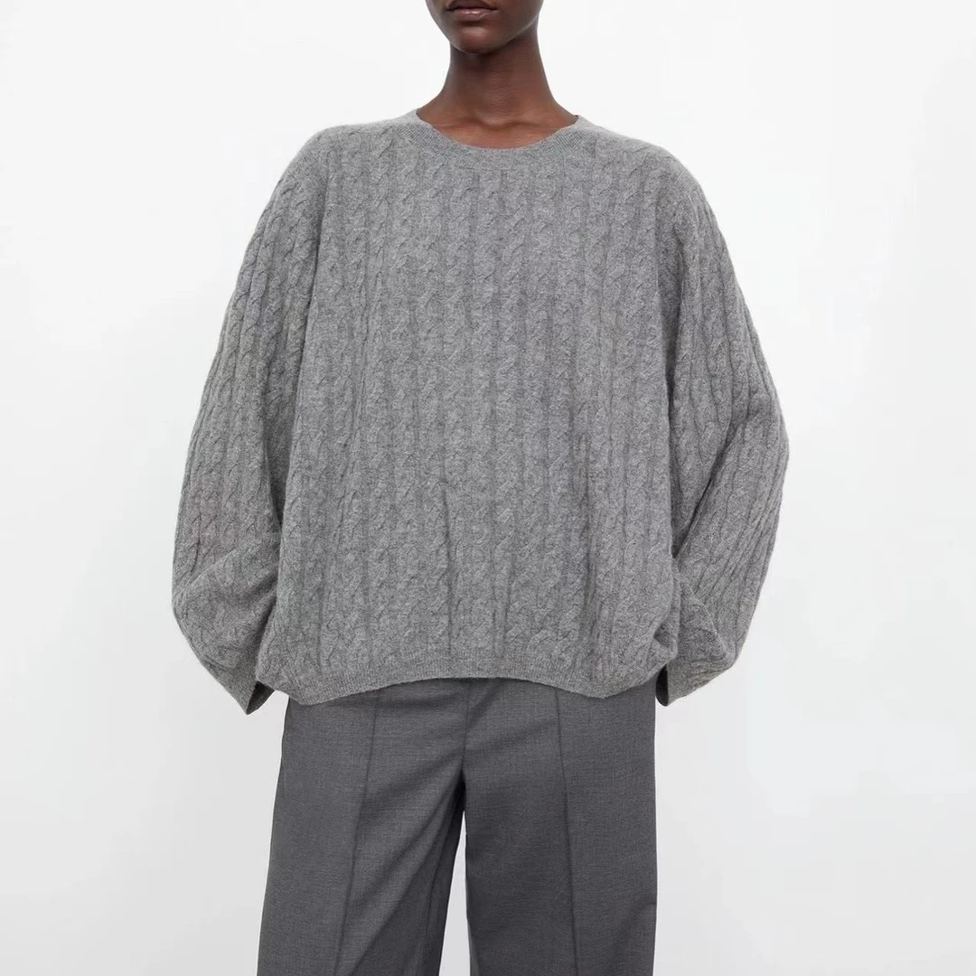 恩佑宁 康赛妮防缩水纱线 慵懒复古立体麻花毛衣