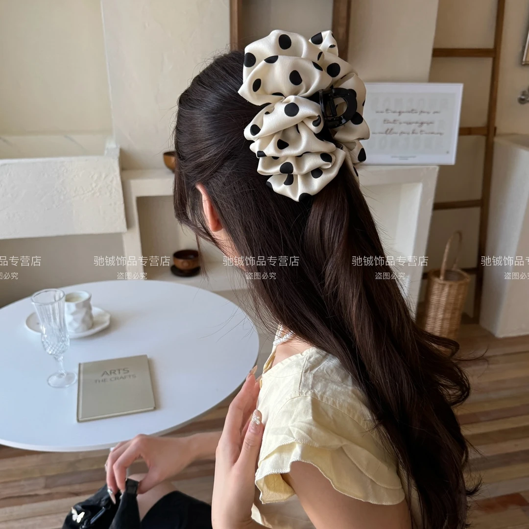 法式波点泡泡鲨鱼夹高级感不规则蝴蝶结抓夹气质后脑勺盘发发饰