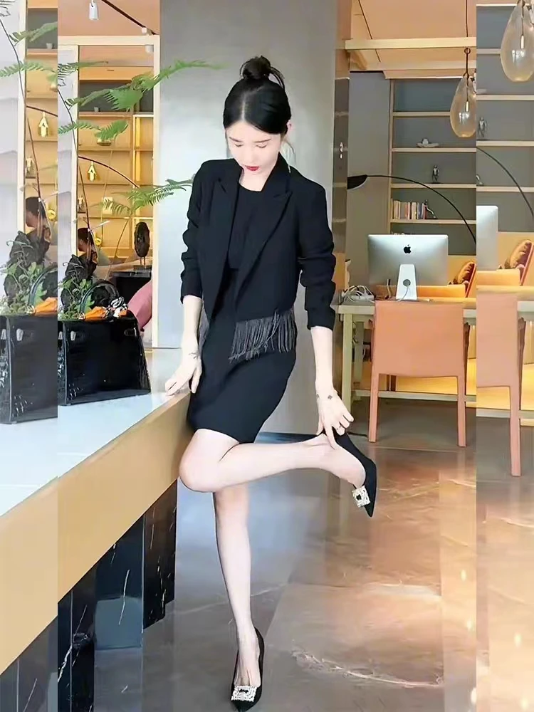 2024款早秋欧货新高级感减龄流苏设计御姐气质洋气时尚职业两件套