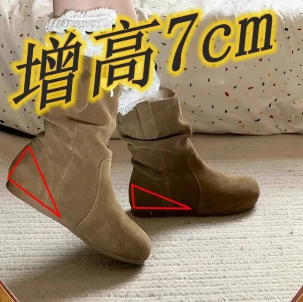 小个子7cm内增高复古勃肯马丁靴女潮2024秋冬气质真皮短靴西部靴