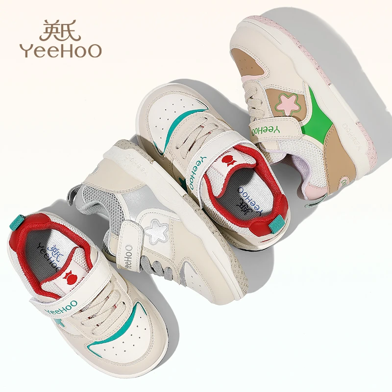 英氏童鞋儿童运动鞋2025春秋新款休闲透气鞋魔术贴软底男童鞋8936