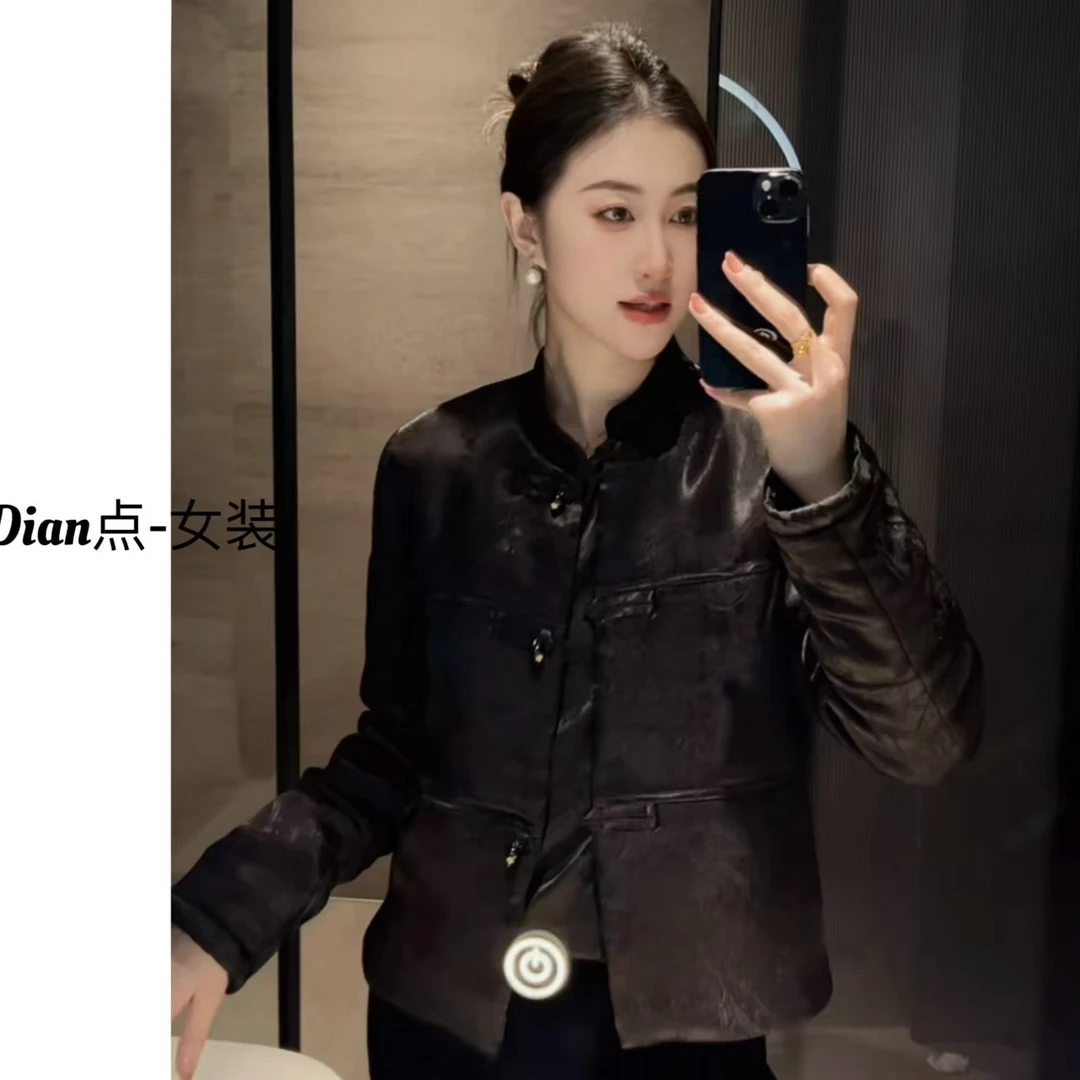 DD24年气质国风提花盘扣圆领薄棉服5233(卡码拍大)