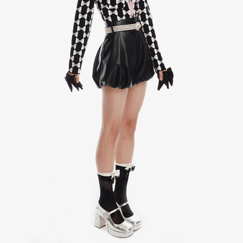 LE FAME/拉飞姆春编织小香风花苞型半身裙